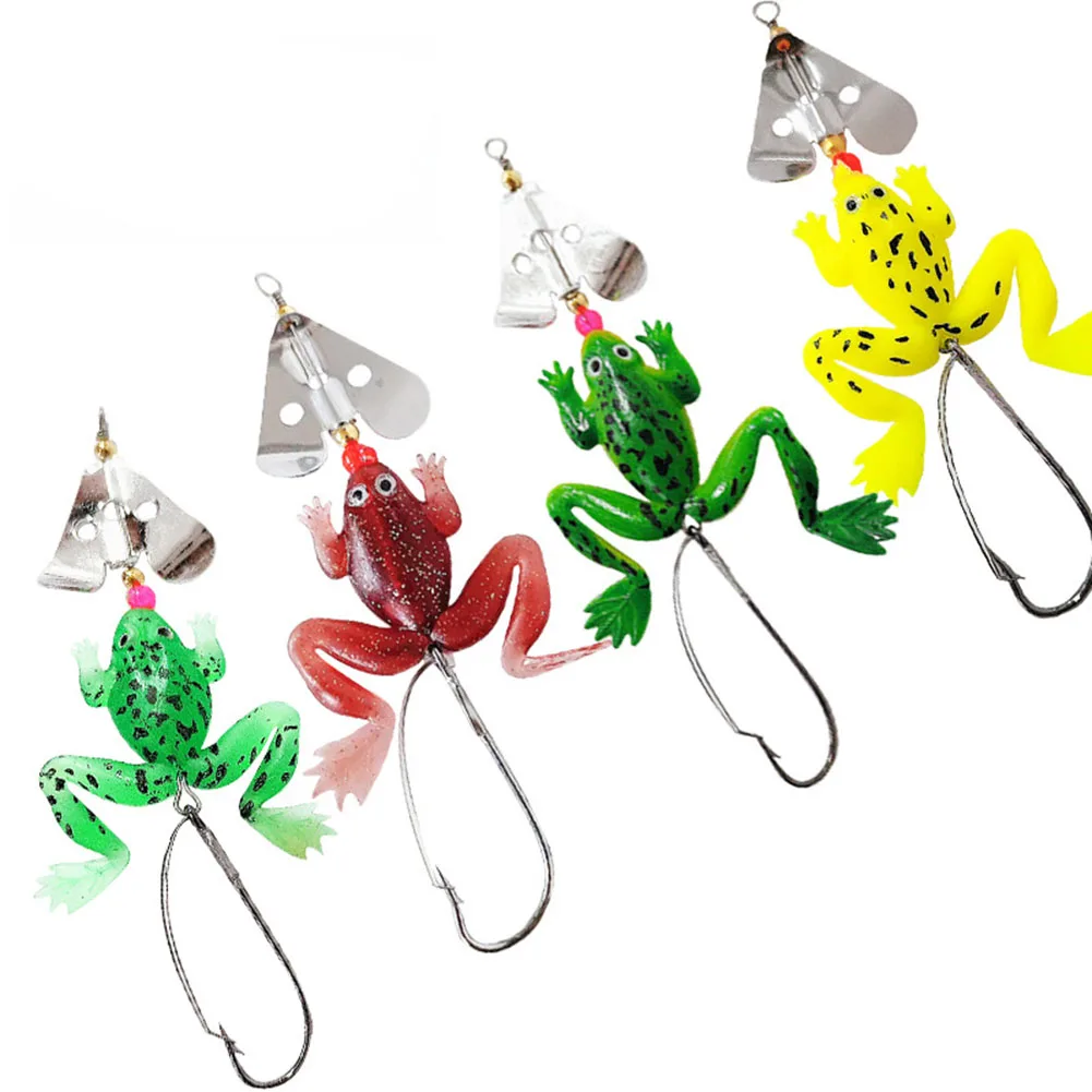 

5pcs Fishing Frog Soft Baits Lures Decoy Fake Bait Rotating Sequins Snap Hook Iscas Pesca Fishing Tackle Gear Accessories