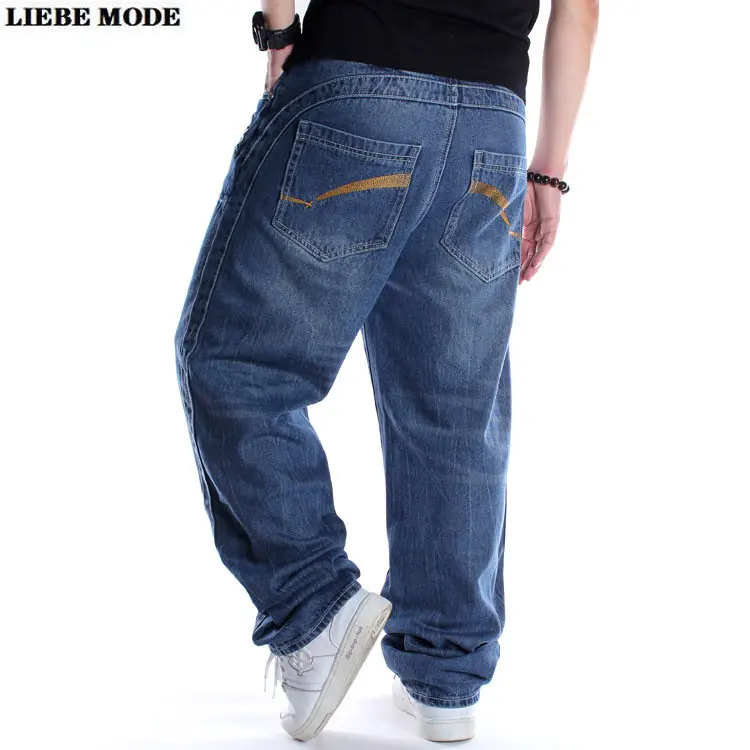 Oversize Blue Jeans Men's Plus Size Loose Baggy Jeans Men Cotton Denim Trousers Mens Streetwear Straight Wide Leg Pants 42 44 46