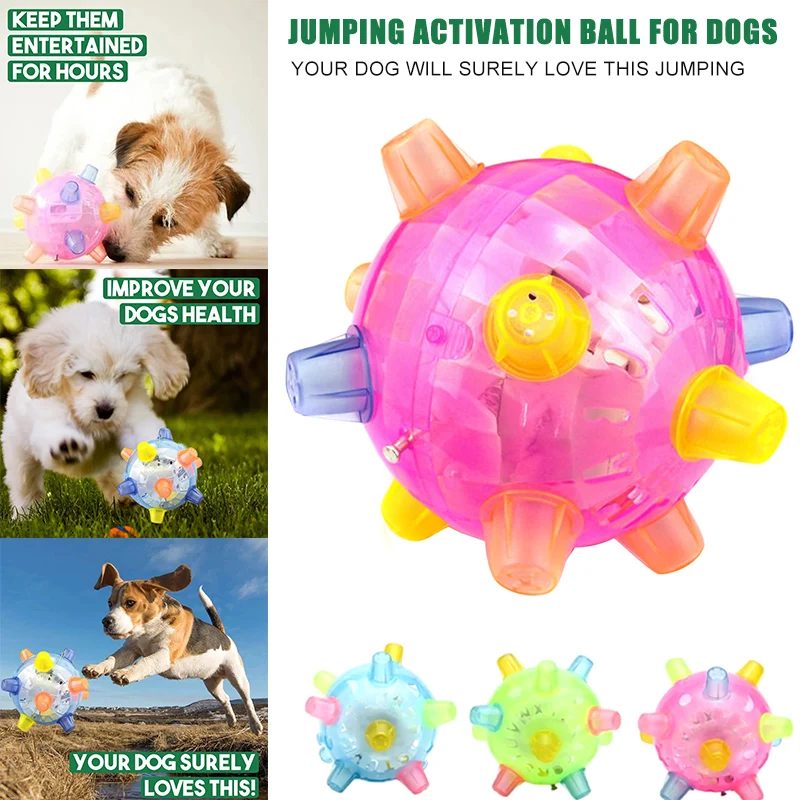 

Jumping Activation Ball for Dogs Cat Flashing Ball Light Sounds Jump Automatically Pet Ball Toys J99S