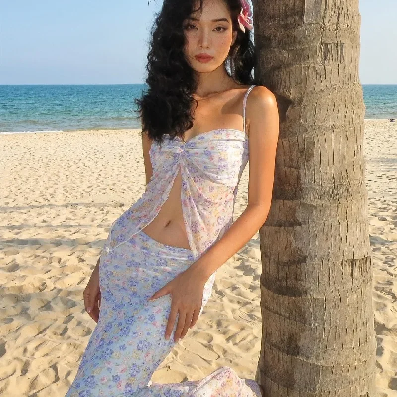 2024 Летняя женская одежда привлекательный модный комплект из двух предметов с