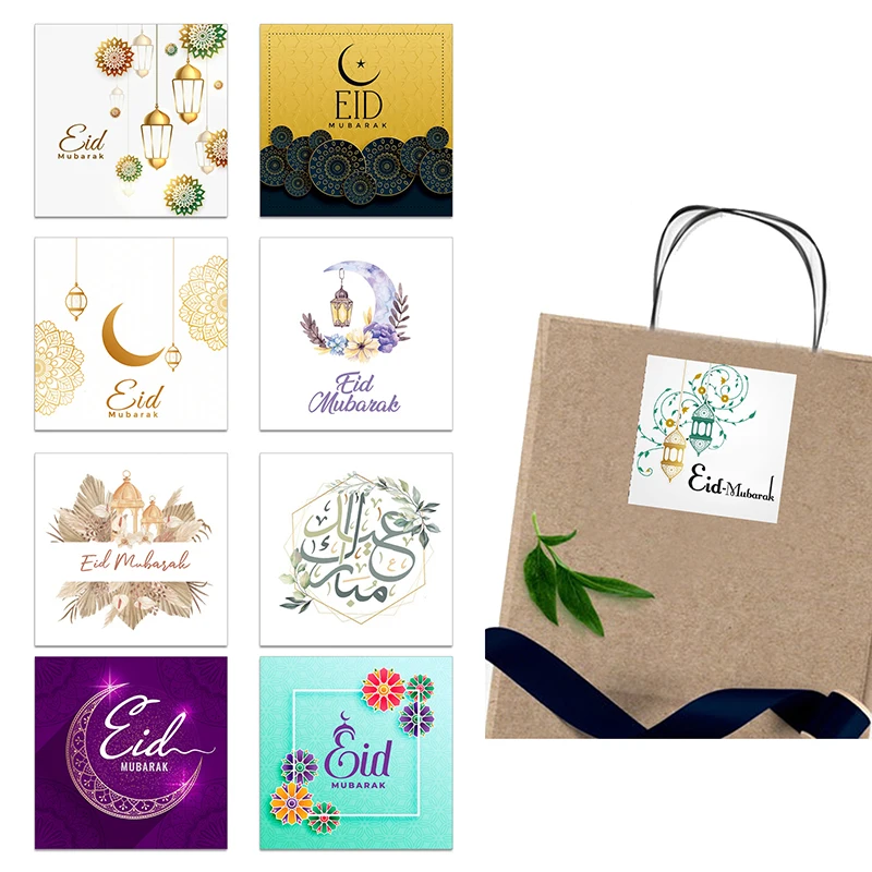 

Eid Al-Fitr Eid Mubarak Stickers Islamic Party Favors Islamic Celebrate Holidays Festival Gift Packing Decor Square Stickers
