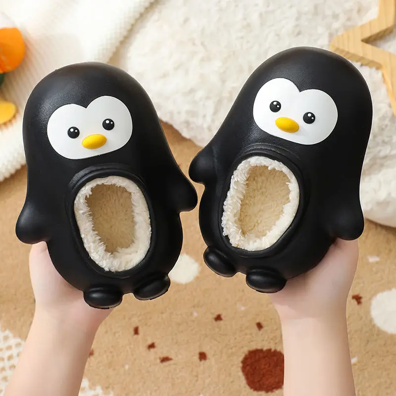 Waterproof Penguin Loafers Children's Home Cotton Padded Slip on Shoes Babi Girl Boy Indoor Mules Kids Slides Slipper Designer