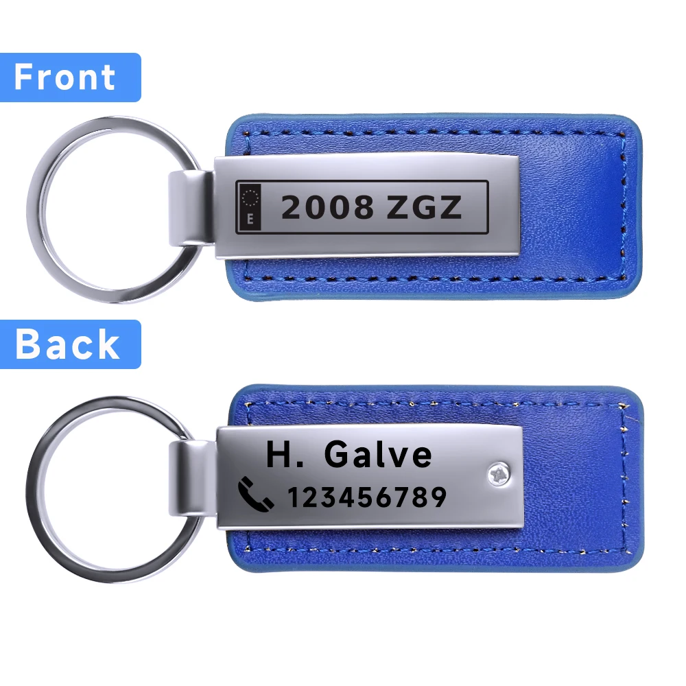 Заказной гравированный кожаный брелок испанская Автомобильная пластина с