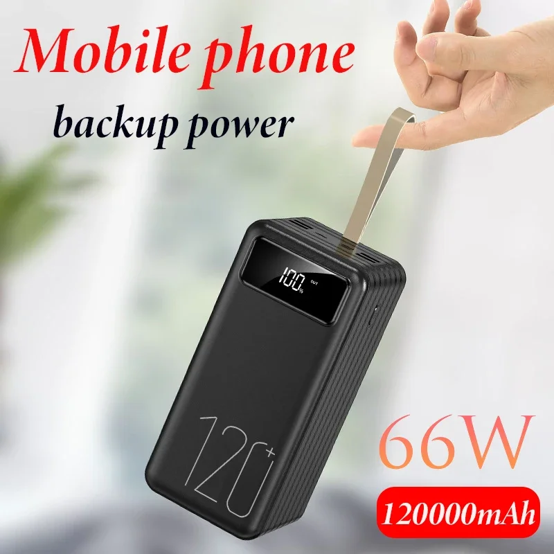 

Новинка 100%, супербыстрая зарядка 66 Вт, портативный внешний аккумулятор большой емкости на 120000 мАч, внешний аккумулятор для кемпинга на открытом воздухе