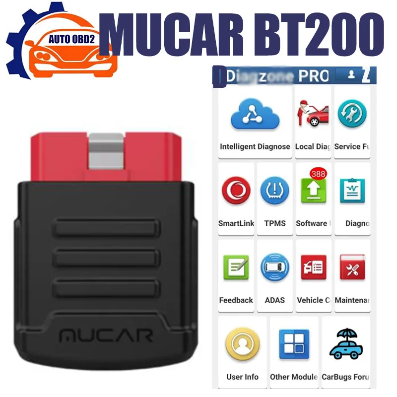 MUCAR BT200 Bluetooth Automotive Obd2 Scanner for Auto Car Full System Diagnostic Tools PK  DBSCAR5 THINKDIAG GOLO Easydiag