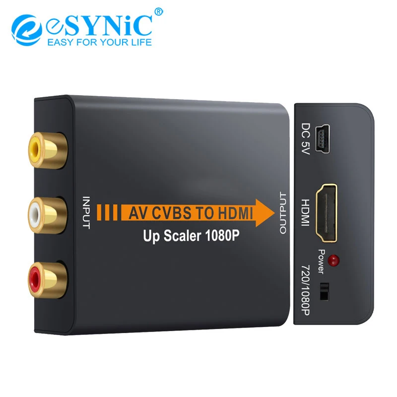 

eSYNiC 1080P AV TO HDMI-Compatible Converter 3RCA AV CVBS To HDMI-Compatible Converter Adapter With USB Power Cable For PS3 TV