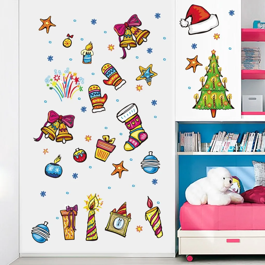 

Настенные декоративные наклейки для гостиной, украшение для окна в виде дерева, рождественские креативные мобильные наклейки для стен