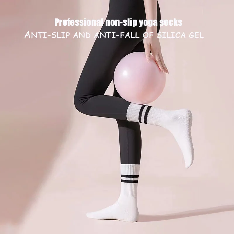 Носки для йоги женские носки хлопковые нескользящие силиконовые фитнеса в