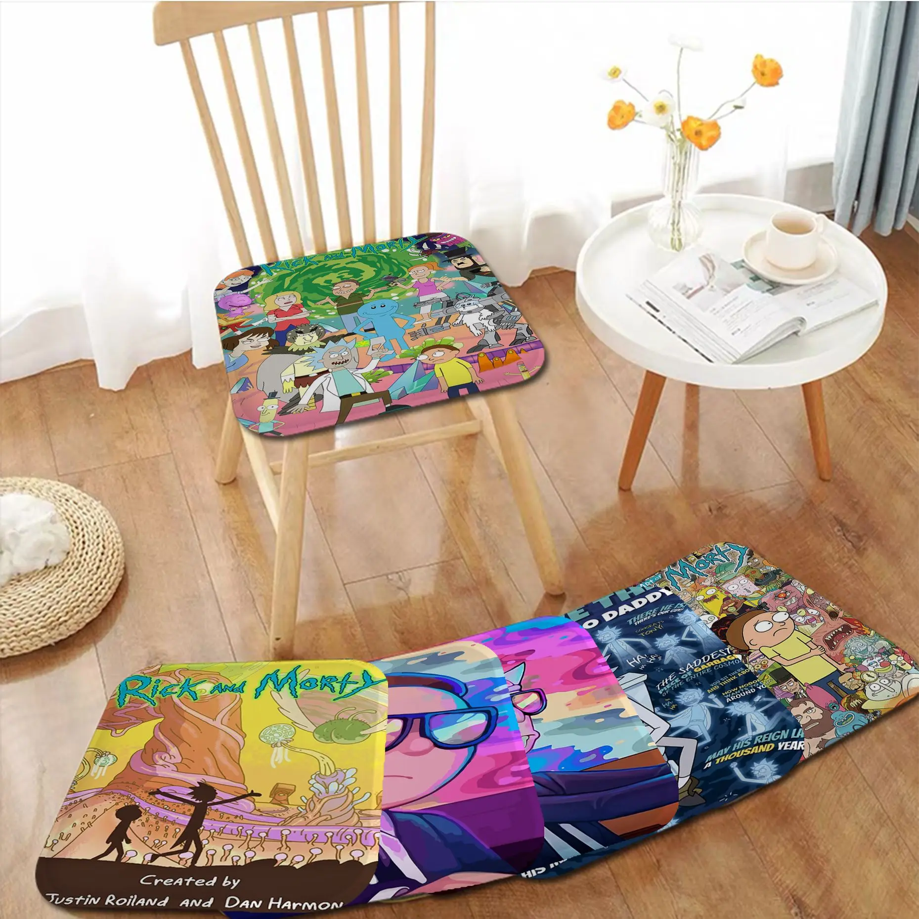 

BANDAI Morty Four Seasons Dining Chair Cushion Circular Decoration Seat For Office Desk Stool Seat Mat