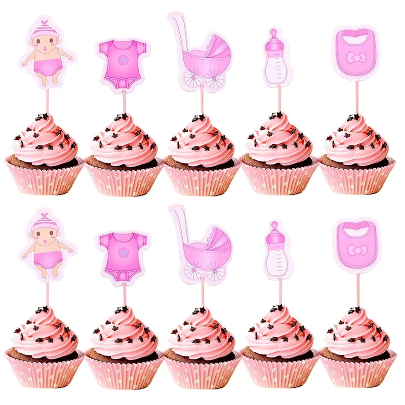 

24pcs Baby Boy Girl Cupcake Toppers Cake Picks For Baby Shower Kids Birthday Party Favors Wedding Cake Decorations Supplies