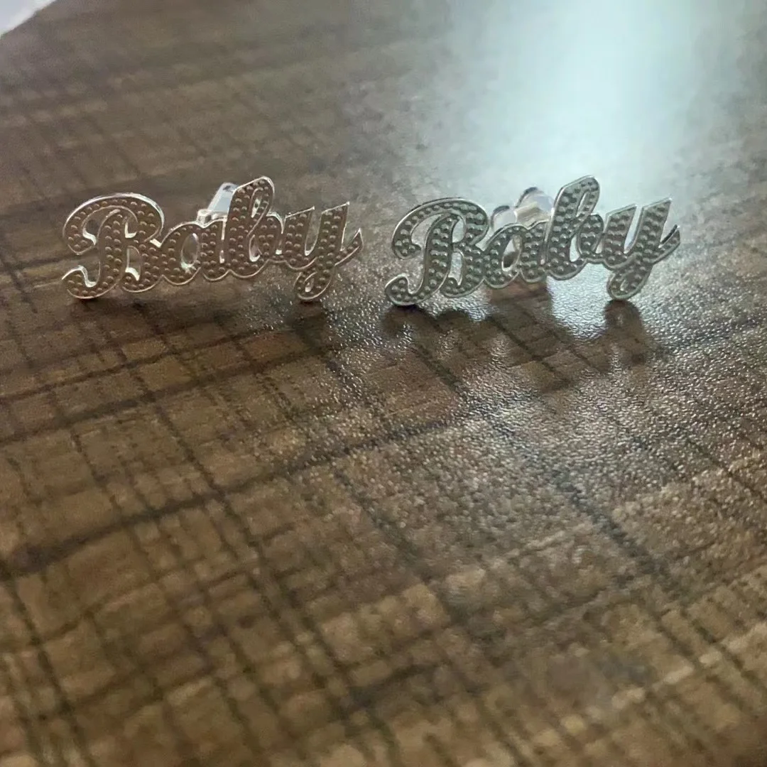 Custom Name Earrings Personalized Double Layer Nameplate Stud Earring Women Letter Customized Name Earrings Hiphop Women Jewelry