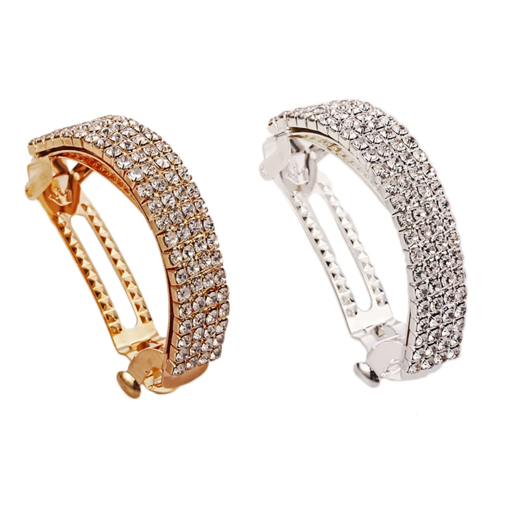 

Hair Womenclips Barrettes Rhinestone Accessories Girls Spring Crystal Fine Banana Holder Ponytail Fancy Sparkly Hairpin