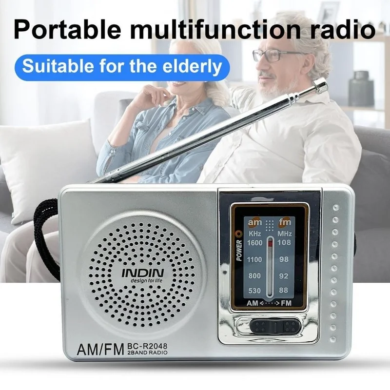 R2048 Portable Radio Pocket Size Telescopic Antenna Battery Powered Mini Multifunctionl AM FM for Elder | Электроника