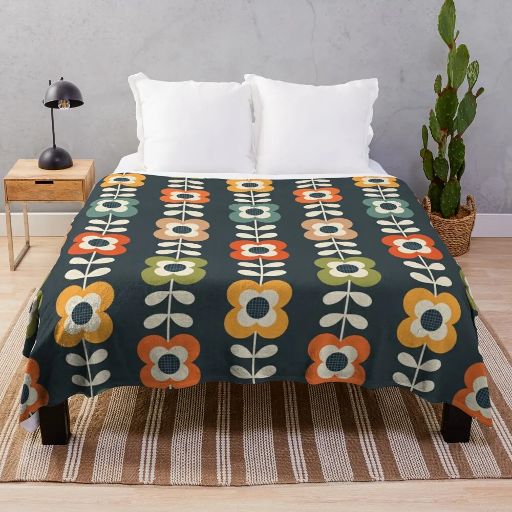 

Mod Flowers in Retro Colors on Charcoal Throw Blanket plush blankets thermal blanket blanket wool