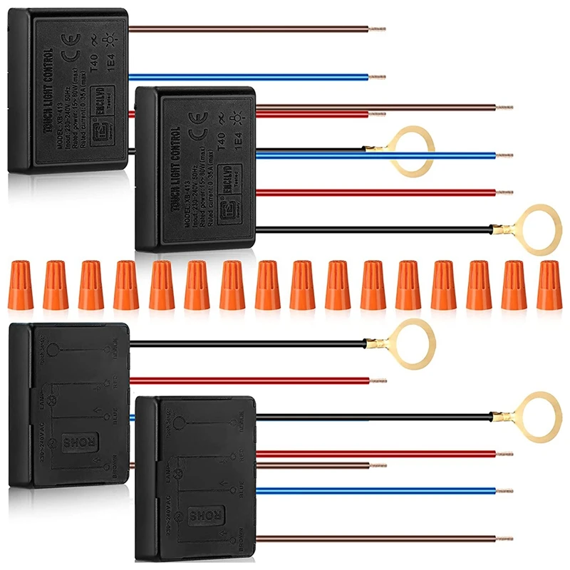 

20 Pcs 3-Way Press Dimmer Switch 4 Pieces Desk Lamp Sensor Dimmer Repair Kit Replacement Sensor With 16Pcswiring Caps