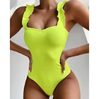 Женский слитный купальник SEVEN STREET, желтый облегающий купальник с оборками, удобный бразильский купальник, пляжная одежда, лето 2019
