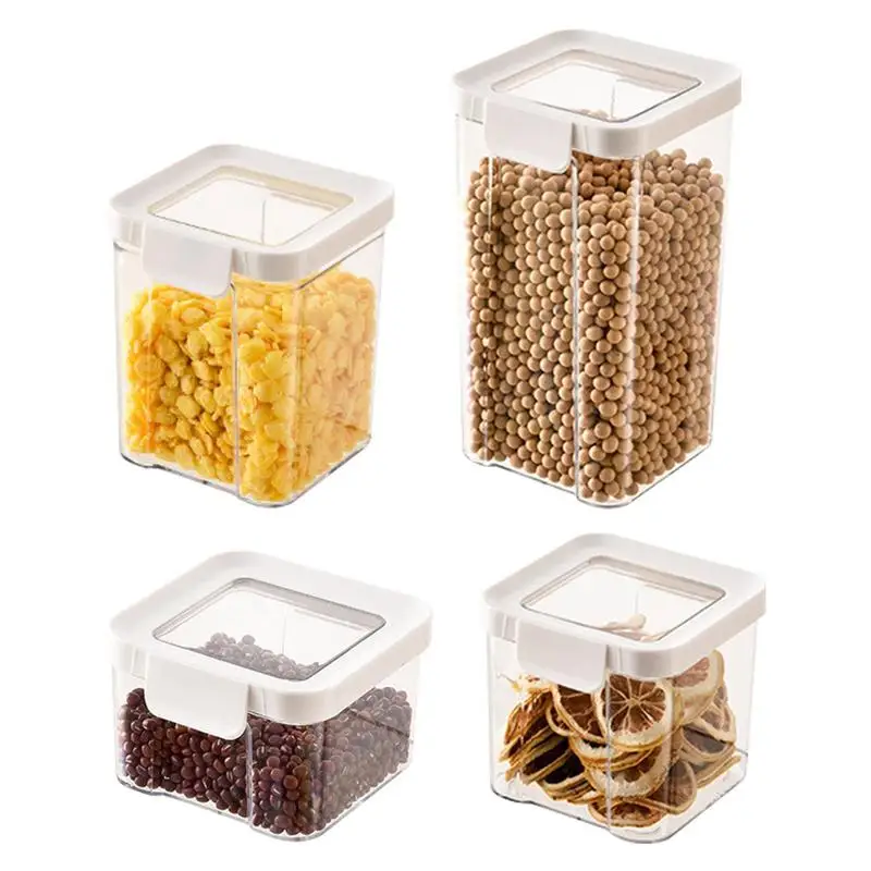 

Portable Clear Airtight Cereal Containers Multifunctional Sealed Food Storage Dispenser With Lids Refillable Condiment Jars