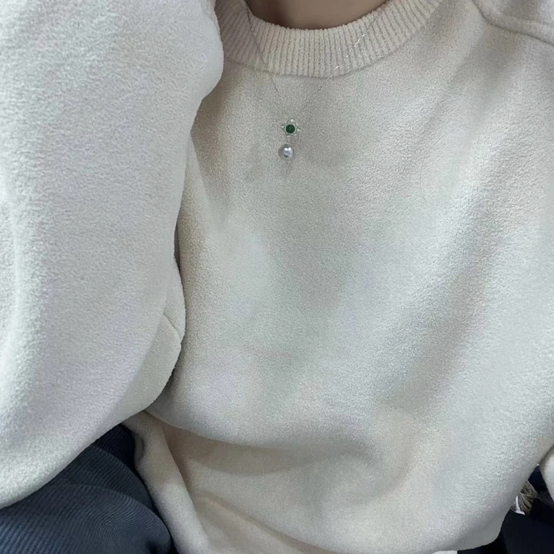 Ожерелье из серебра 100% пробы 7-8 мм с жемчугом