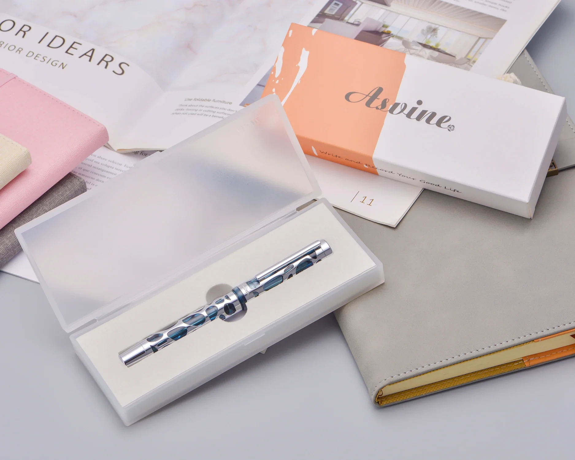 

Перьевая ручка Asvine V169 серая прозрачная