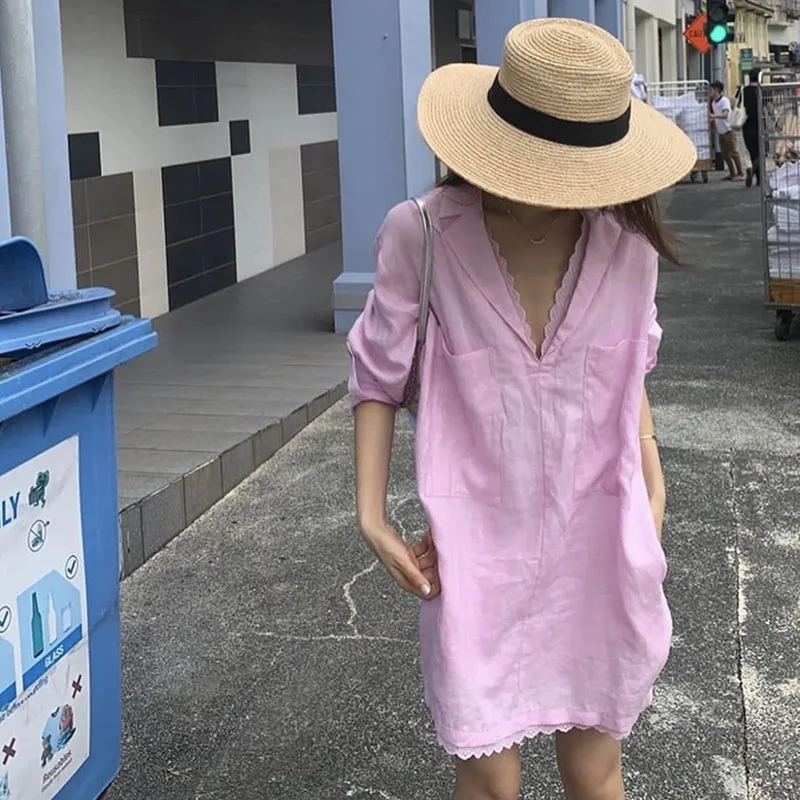 Lucyever женские белые длинные рубашки осенняя новинка Повседневная Свободная