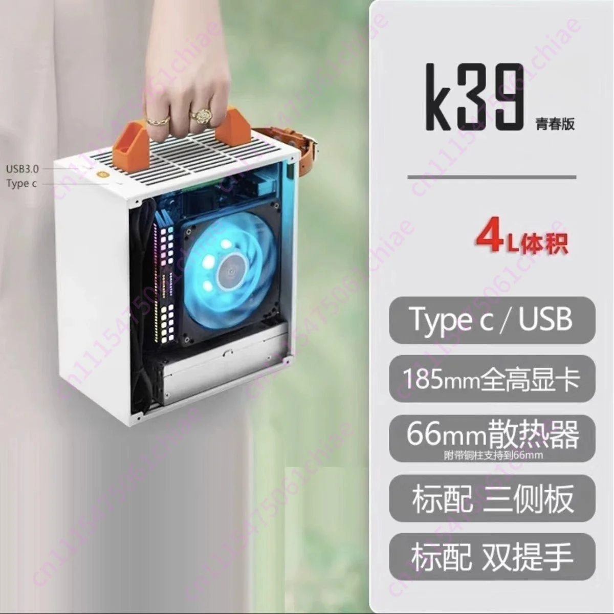 Фото Корпус для ПК SGPC K39 Mini ITX, компактный, портативный, с одним дисплеем формата A4, блок питания 1U, корпус для компьютера MATX. №3