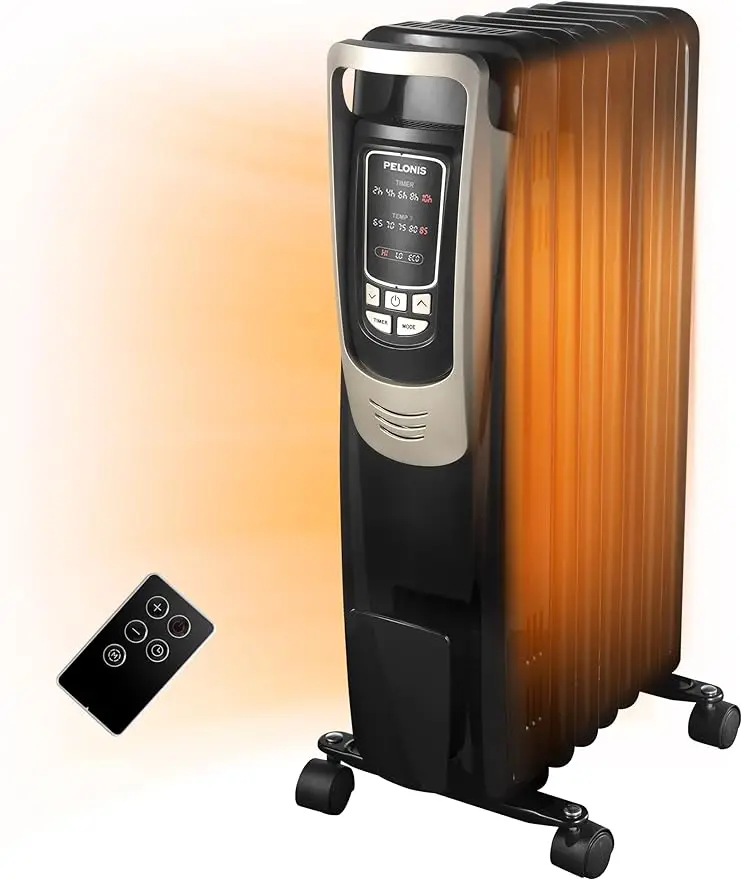 

PELONIS Oil Filled Radiator Heater Luxurious Champagne Portable Space Heater with Programmable Thermostat, 10H Timer