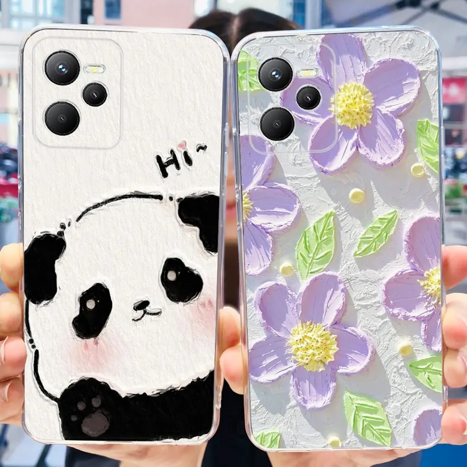 Для Realme C35 чехол RealmeC35 4G RMX3511 Элегантные цветы бабочки окрашенные Мягкие