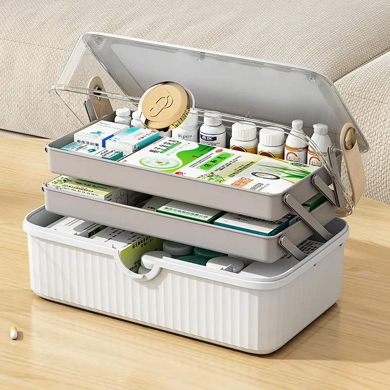 (Carefully Selected)Large Medicine Box, Family Packed Capacity, Household  Storage, Multi-layer Medical,Folding