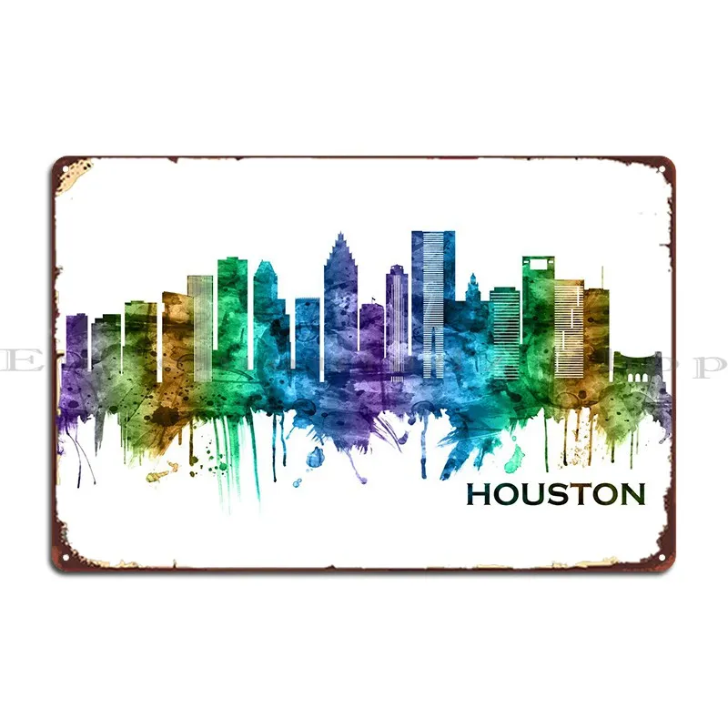 

Металлический знак Хьюстона Техасского пейзажа, украшение, пещера, печать клуба, жестяной плакат