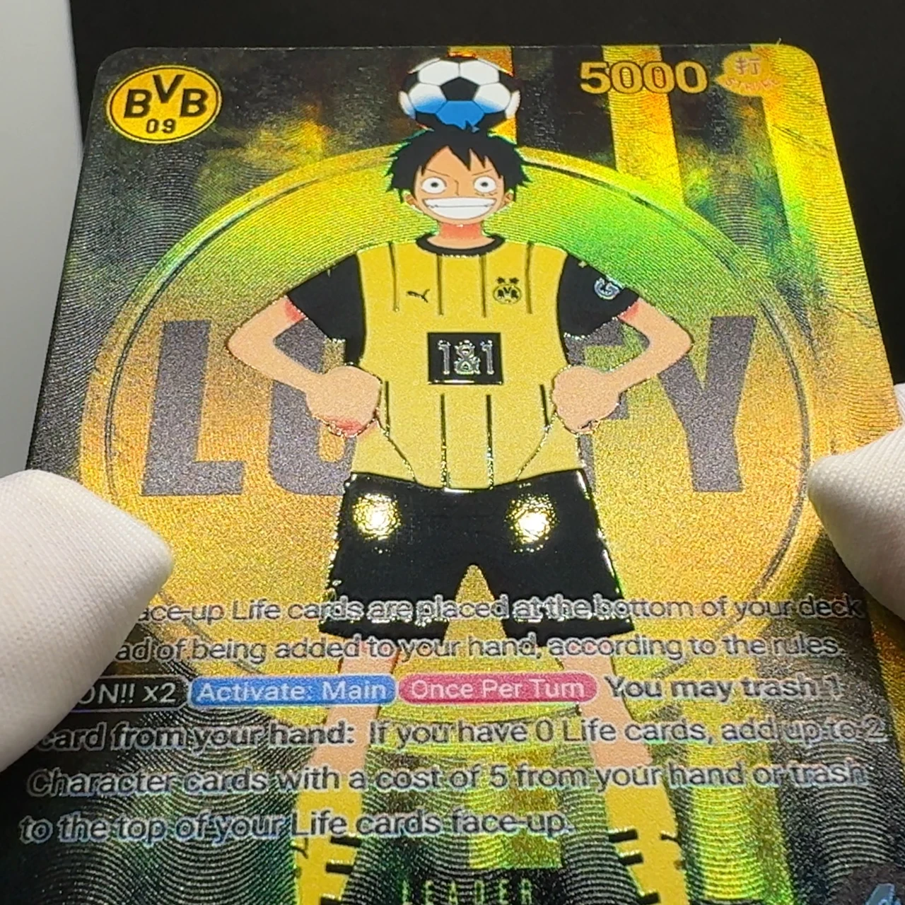 Фото One Piece TCG BVB Luffy ST13-003 BY Luffy OPCG Английская лидерная карта Foild Текстурированная карта Черный Желтый Луффи №5