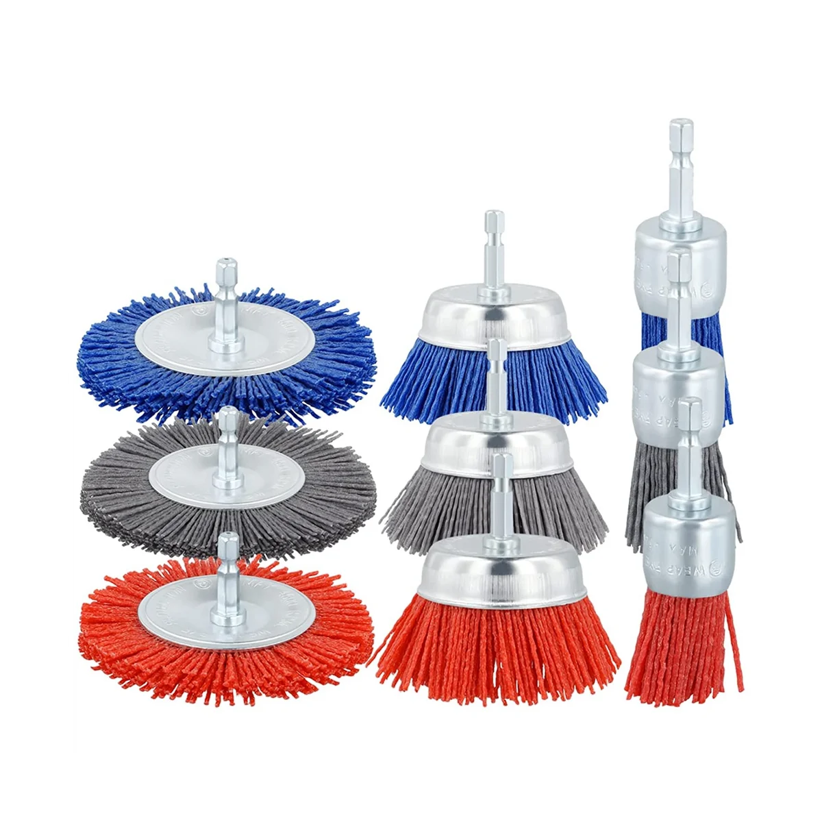 

Filament Abrasive Wire Brush Wheels,3Sizes Nylon Drill Brush Set With 1/4In Drill for Removal of Rust Corrosion Paint