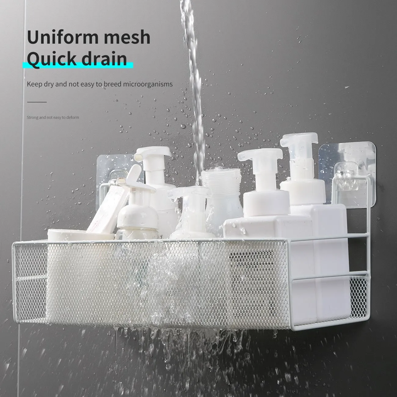 

Iron Bathroom Toilet Rack Wall-mounted Shower Gel Storage Rack Kitchen Punch-free Organizers