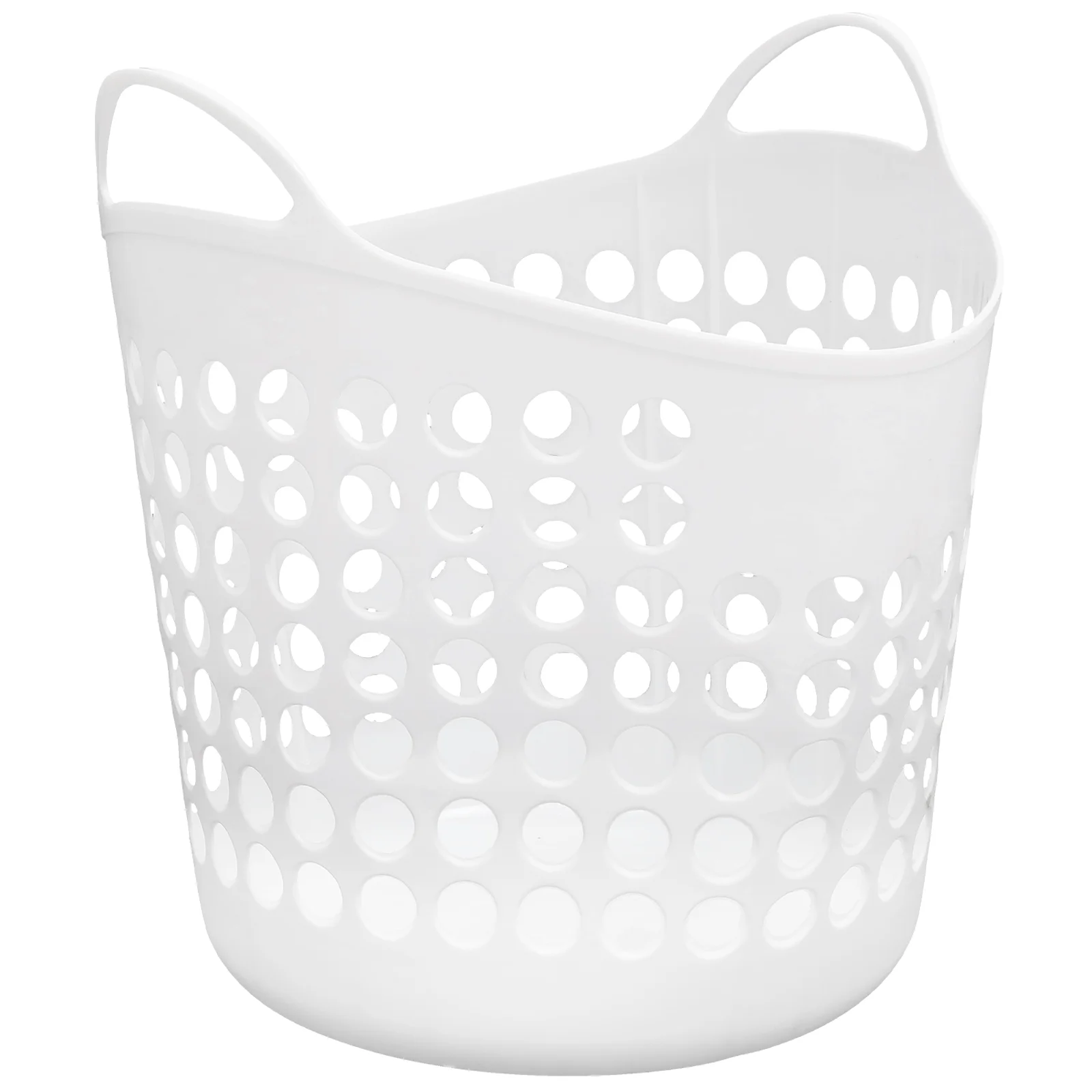 

Washing Basket Portable Laundry Simple Hamper Storage Baskets Handle Bathroom White Plastic Household