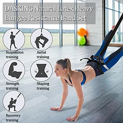 

Natural Latex Heavy Bungee Resistance Band Set Gravity Yoga Bungee Cord Resistance Belt Set 4D Bungee Dance Rope Workout Fitness
