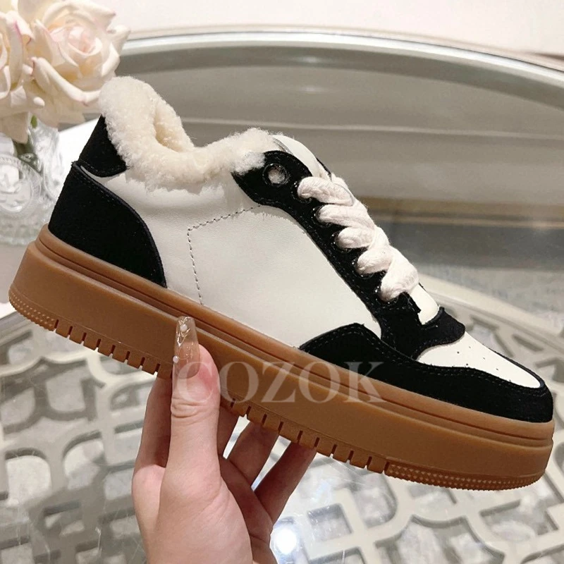 

Женские мокасины на шнуровке, теплые дышащие износостойкие кроссовки на толстой подошве, повседневная обувь на осень, 2023