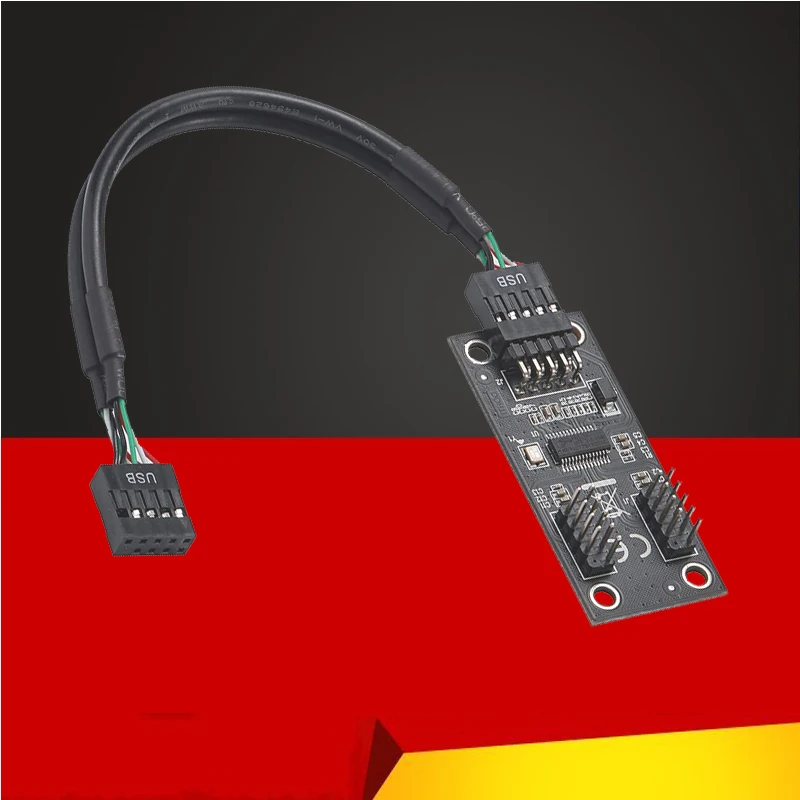 

Новинка, USB-разветвитель, USB2.0 9-контактный двойной 9-контактный адаптер-концентратор, переходник для материнской платы, USB 9-контактный разъем...