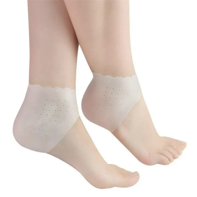 

2PC Silicone Feet Care Socks Moisturizing Gel Heel Thin Socks with Hole Cracked Foot Skin Care Protectors Lace Heel Cover Insert