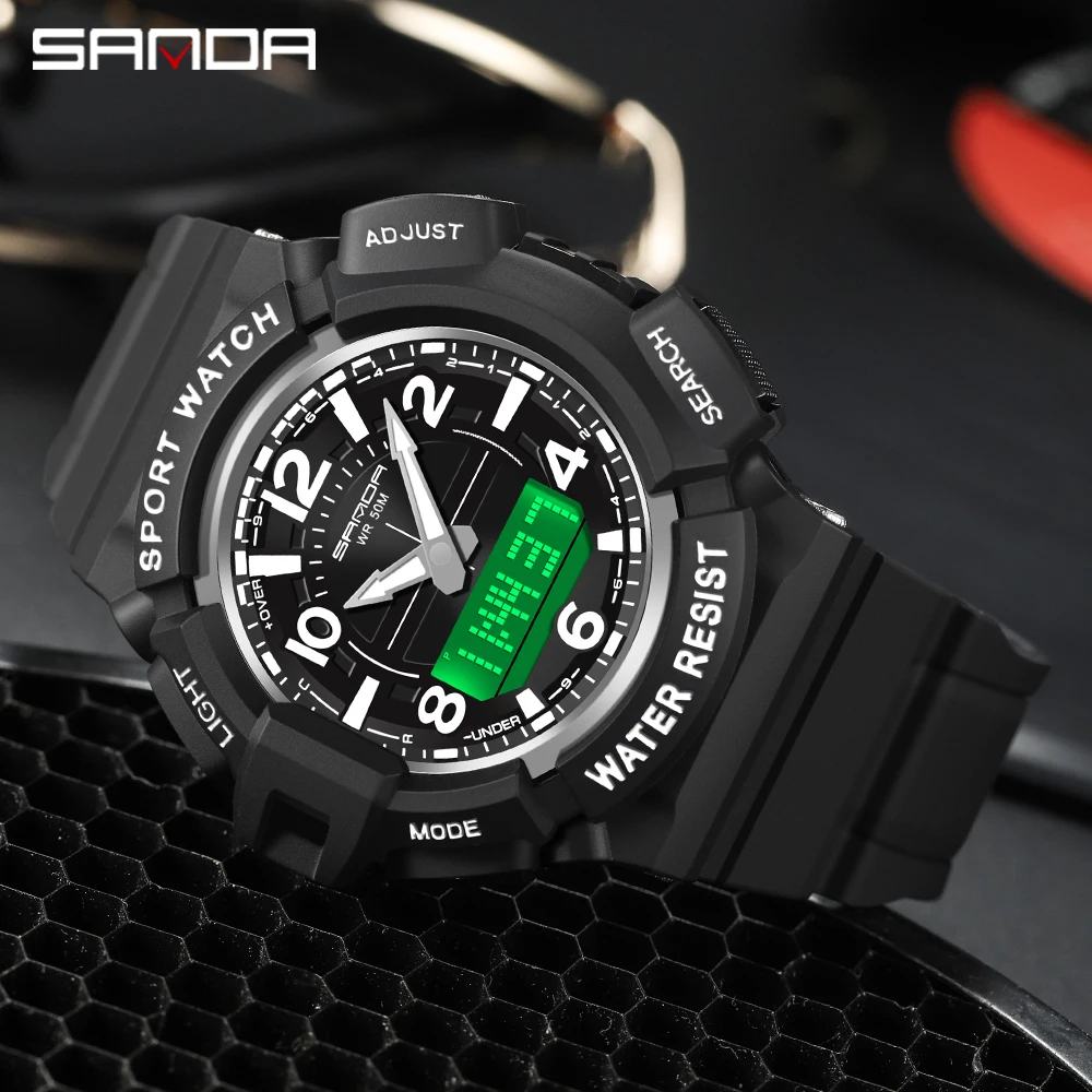 

SANDA New Fashion Sport Men's Watch Casual Style Watches Men Military Quartz Wristwatch Diver S Shock Man relogio masculino 3101