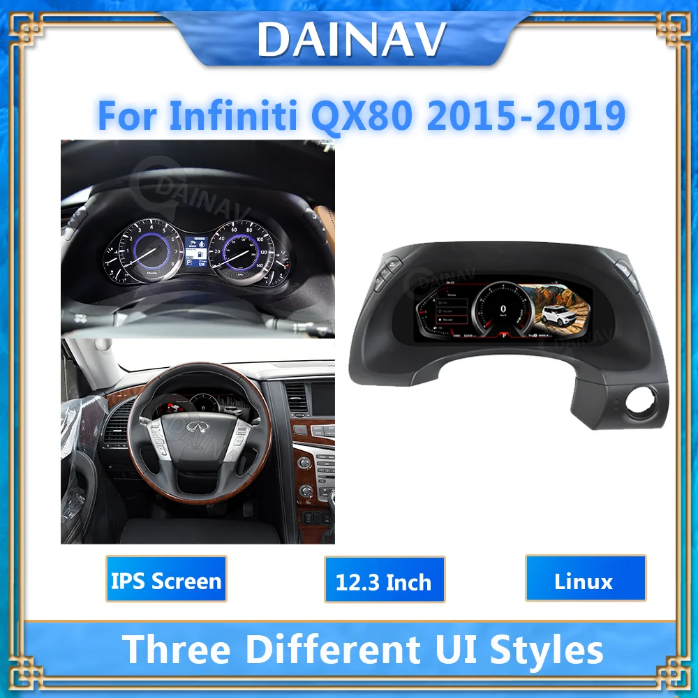 

12,3 дюймовая панель инструмента для Infiniti QX80 2015-2019 Linux, приборная панель инструмента, ЖК-кластер Цифрового Инструмента