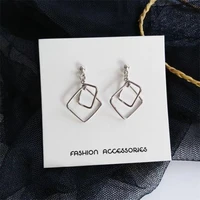 fashion geometric hollow out square stud earrings for women girls korean style aesthetic silver earrings female charm jewelry