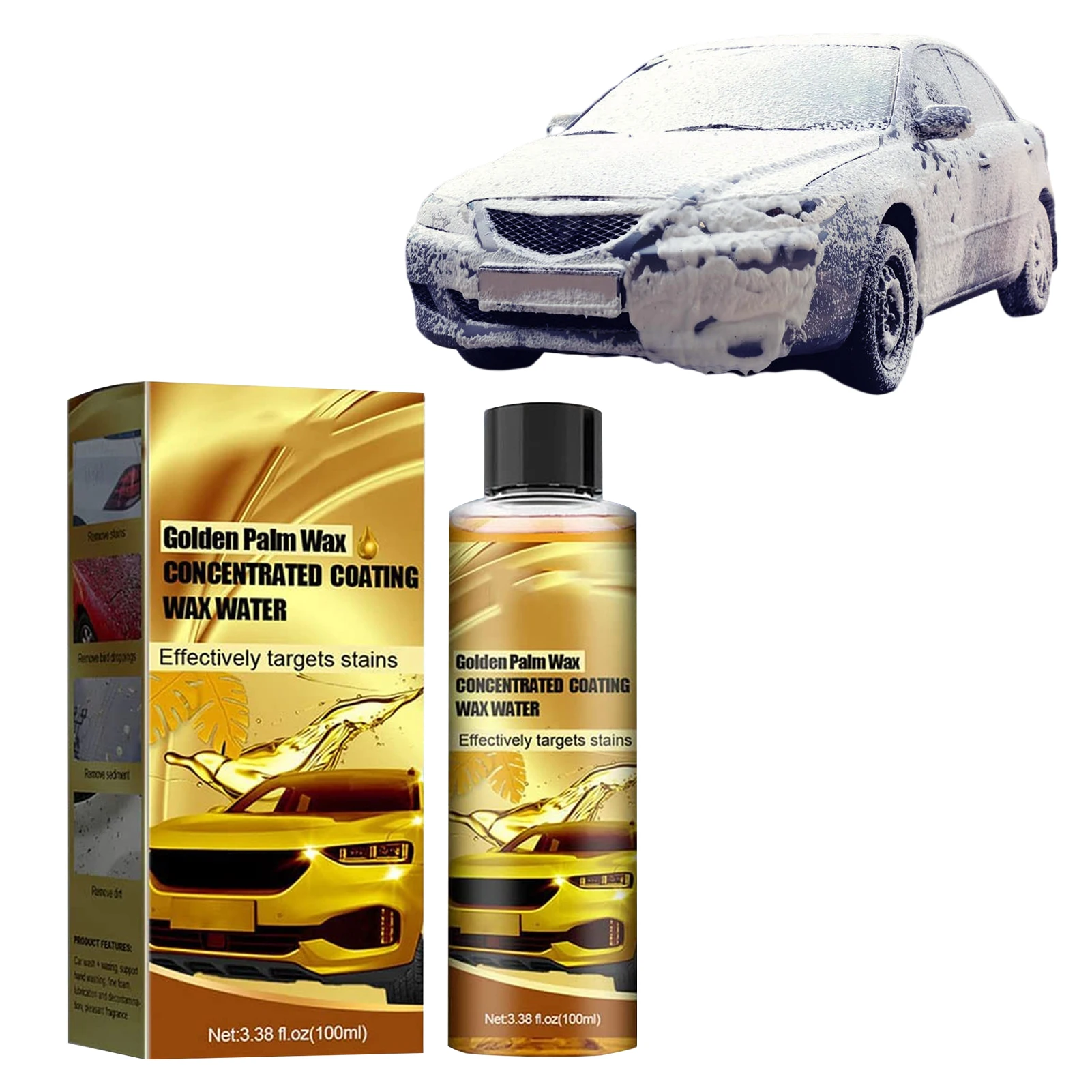 

Golden Carnuba Car Wash Wax Multi-use Car Stain Remover Car Detailing Supplies All-in-One For Car Washing Waxing And Polishing
