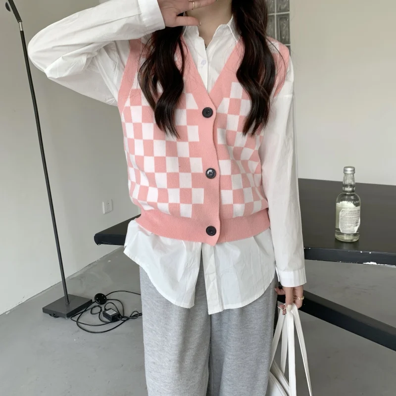 Винтажный кардиган в студенческом стиле свитер жилет для женщин свободный крой