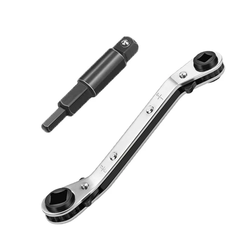 

Hvac Service Wrench Air Conditioner Valve Ratchet Wrench (1/4Inch, 3/8Inch, 3/16Inch, 5/16Inch) With Hex Bit Adapter