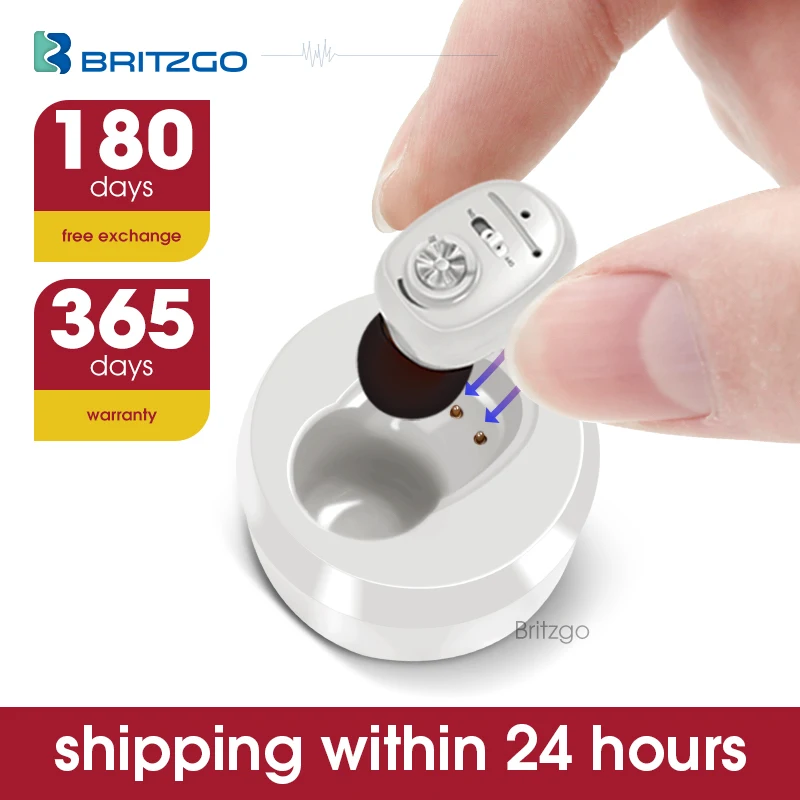 

Brizgo Rechargeable Hearing Aid Mini Invisible Digital Sound Amplifier for Deafness Elderly Wireless to Severe Loss