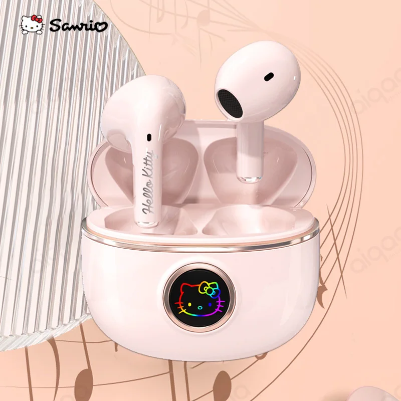 

Sanrio Беспроводная Bluetooth-гарнитура Kawaii красочный Hello Kitty мультфильм сенсорное управление стерео аудио наушники детский подарок