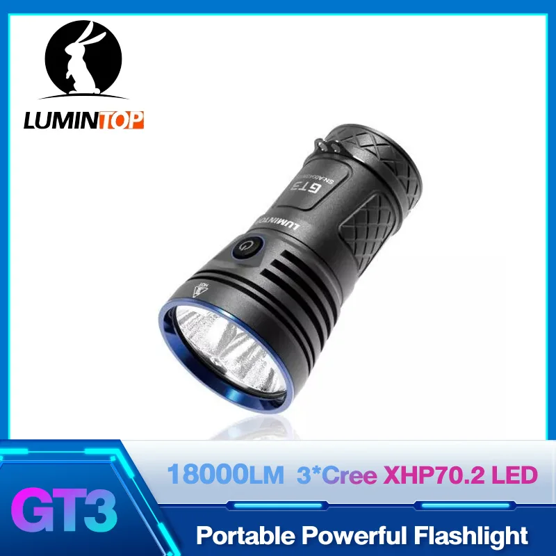 

High power led flashlights 10000 Lumens Self-defense Torch Tactical Flashlight 18650 Super Powerful Outdoor Light Lumintop GT3