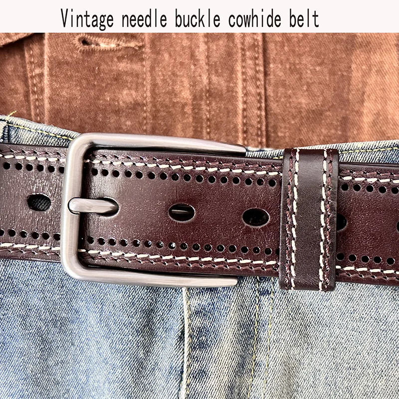 Men's Leather Belt Classic Vintage Belt Men's Casual Belt Men's Fashion Belt Men's Business Belt Men's Belt With Needle Buckle