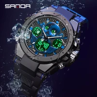 sanda 2022 new skull dial design electronic watch men g style shock sports military 50m waterproof dual display quartz watches