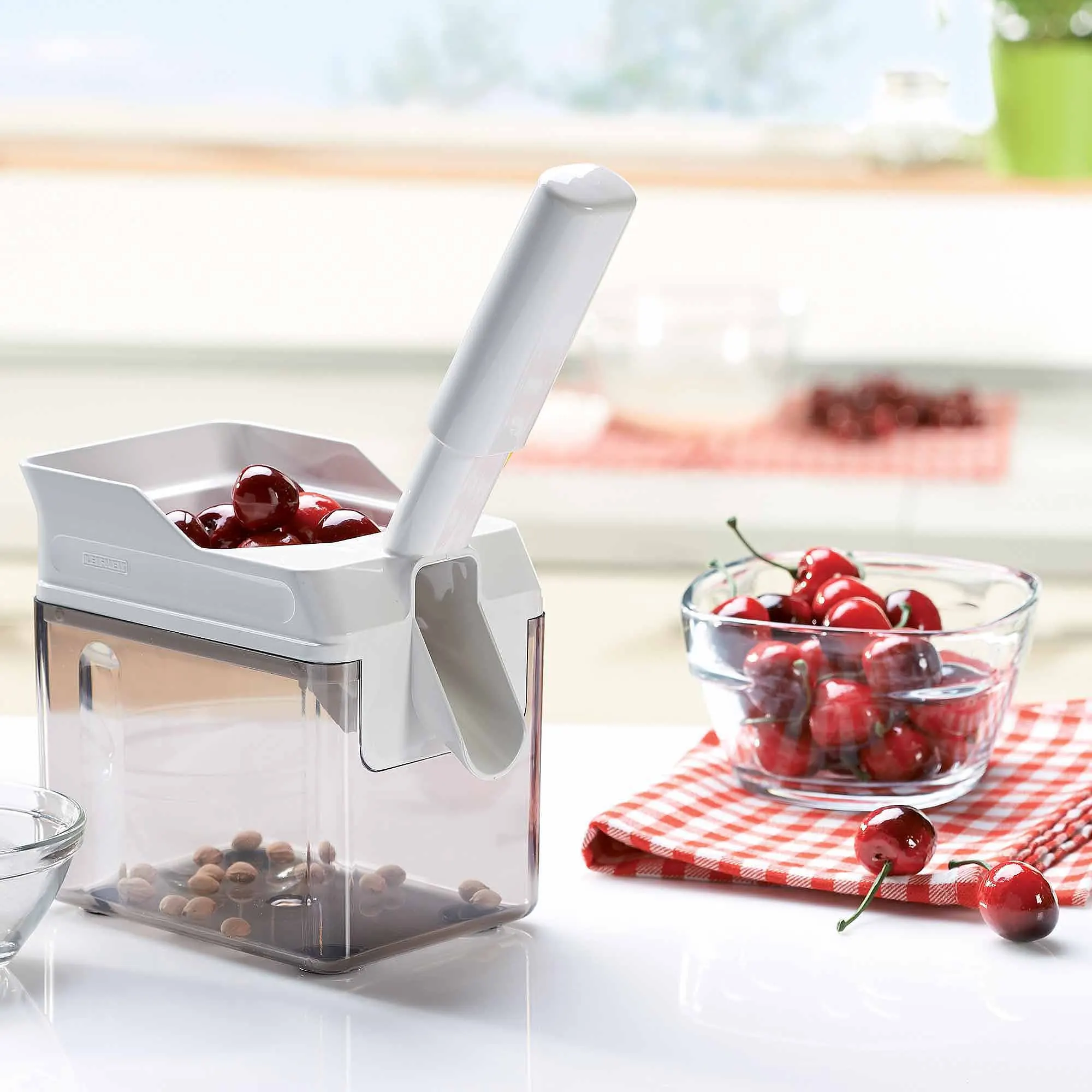 

High-Volume Cherry Pitter with Pit Collector, White