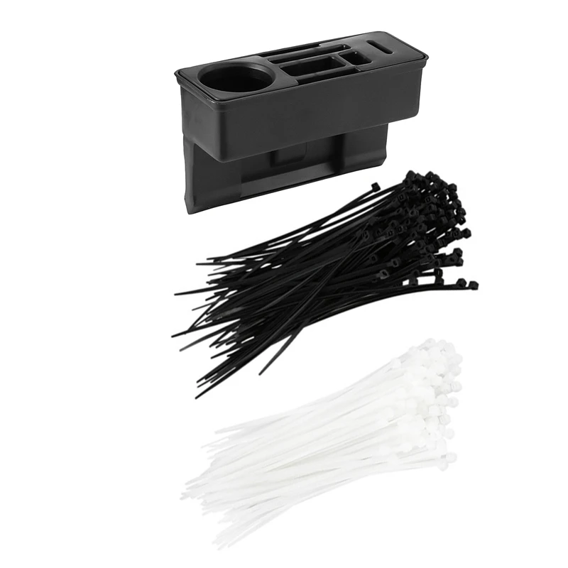 

200 шт. 6-дюймовые нейлоновые кабельные стяжки черно-белого цвета и 1X Автомобильная консоль боковой карман на сиденье органайзер для хранения...